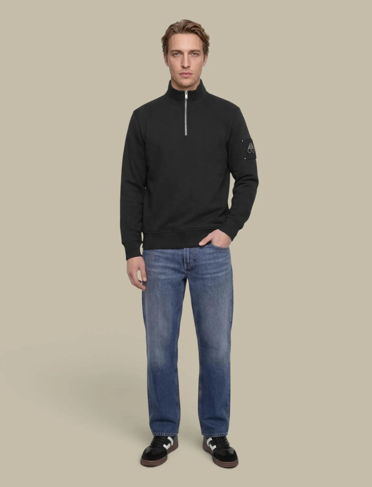 Sweat Moose Knuckles Noir - Col Zippé Moose Knuckles