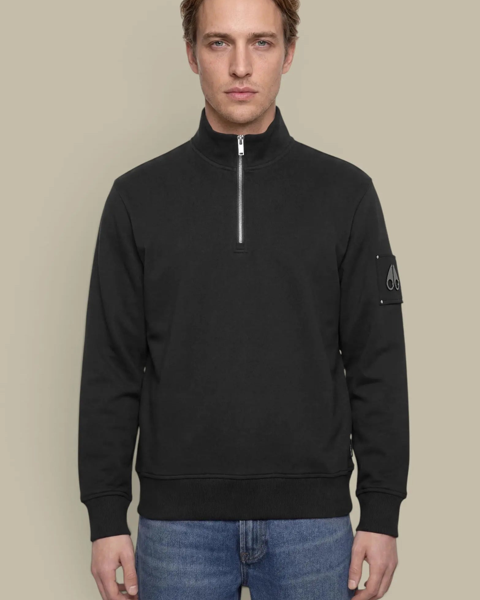 Sweat Moose Knuckles Noir - Col Zippé Moose Knuckles