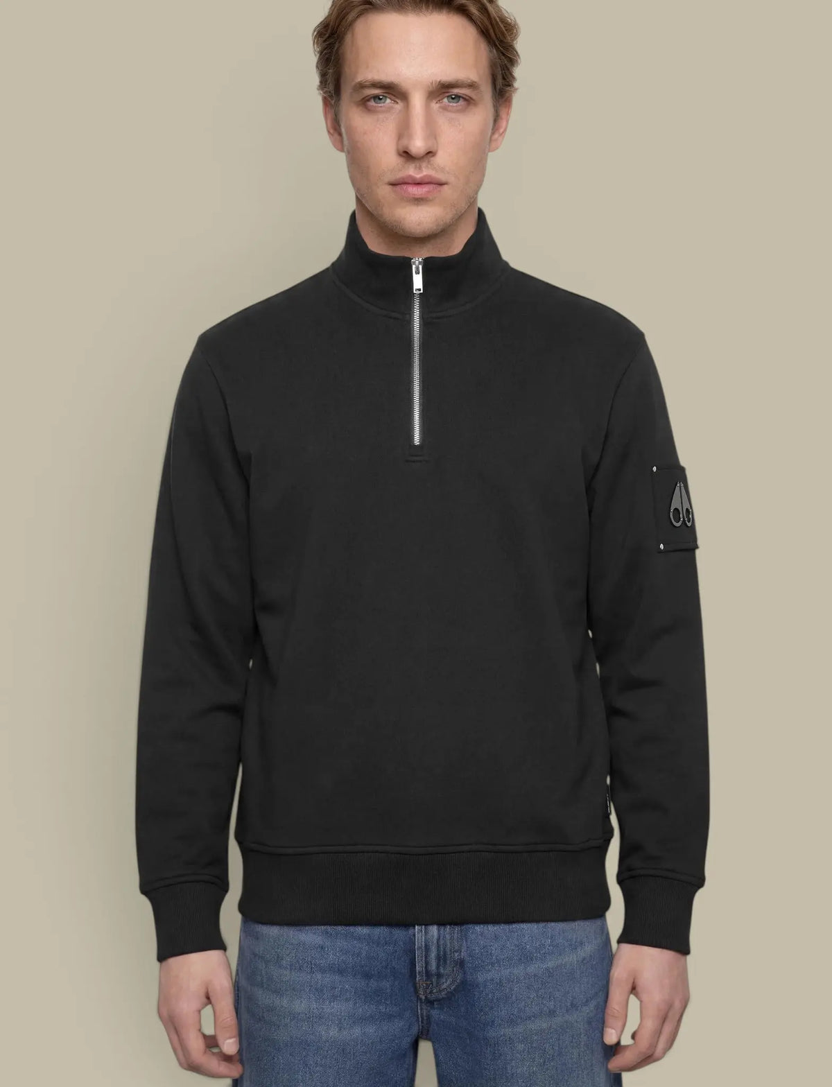 Sweat Moose Knuckles Noir - Col Zippé Moose Knuckles