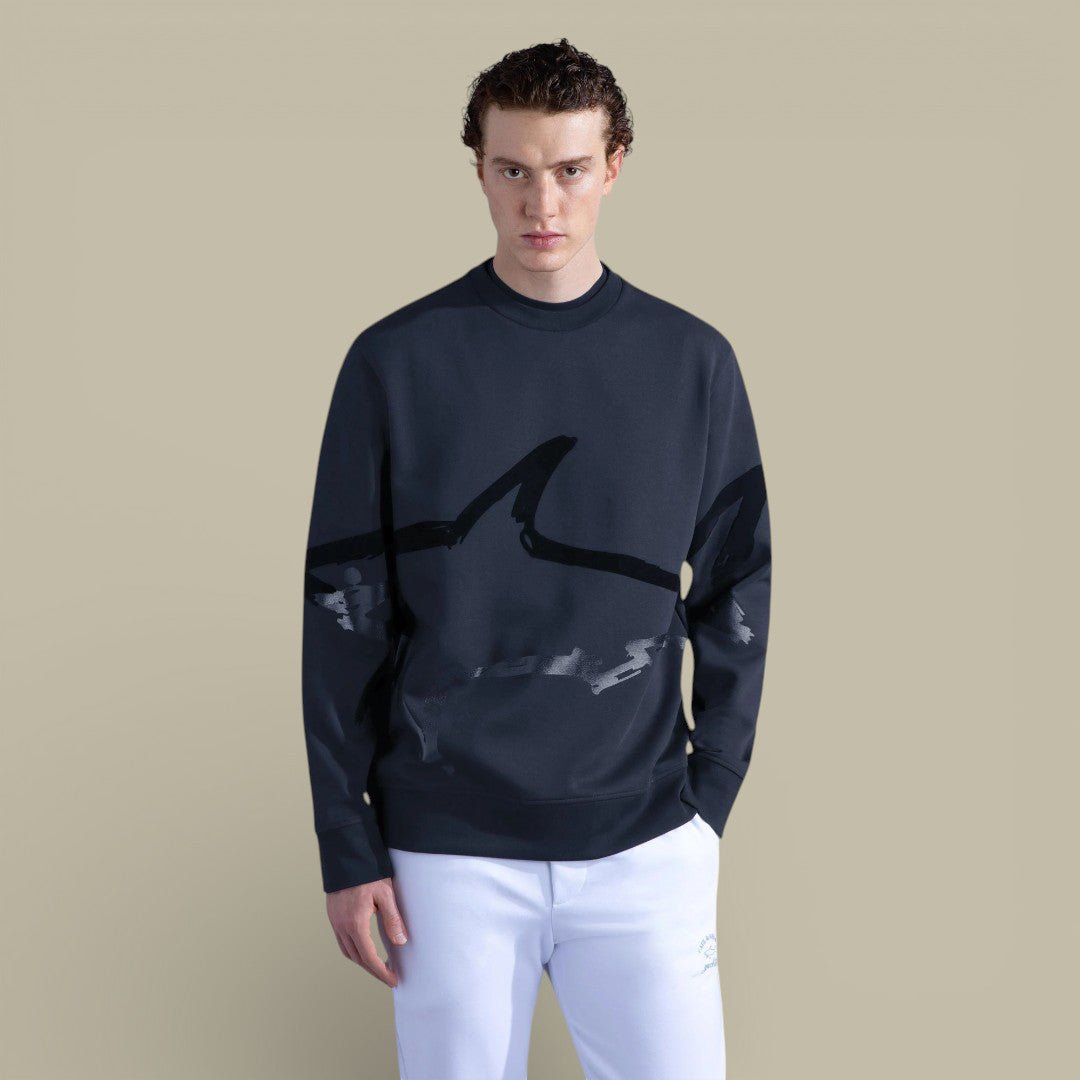Sweat Paul and Shark Bleu Marine - Requin Velour - sweat