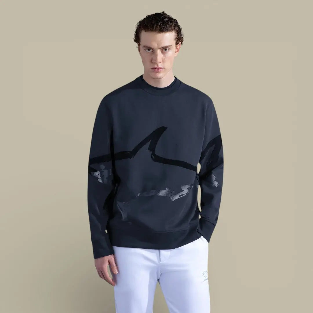 Sweat Paul and Shark Bleu Marine - Requin Velour - sweat