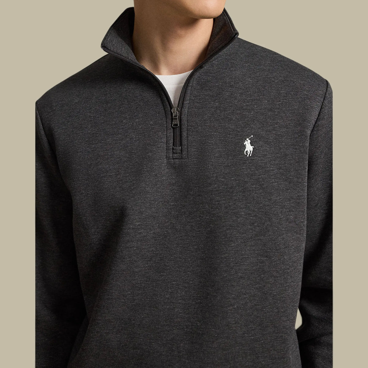 Sweat Ralph Lauren Gris Foncé - Camionneur Col Zippé Ralph Lauren