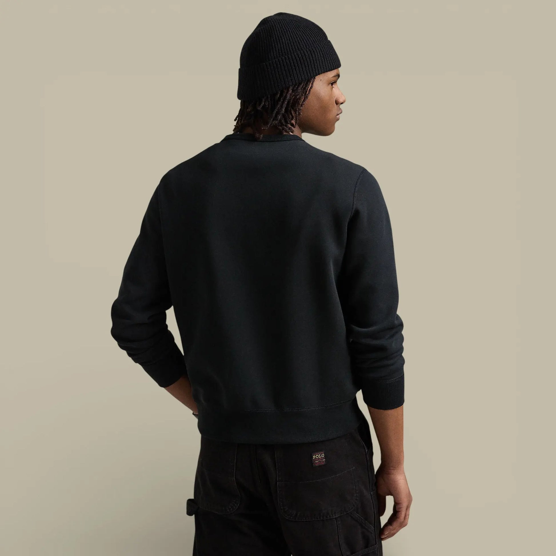 Sweat Ralph Lauren Noir Logo Blanc - Col Rond - sweat