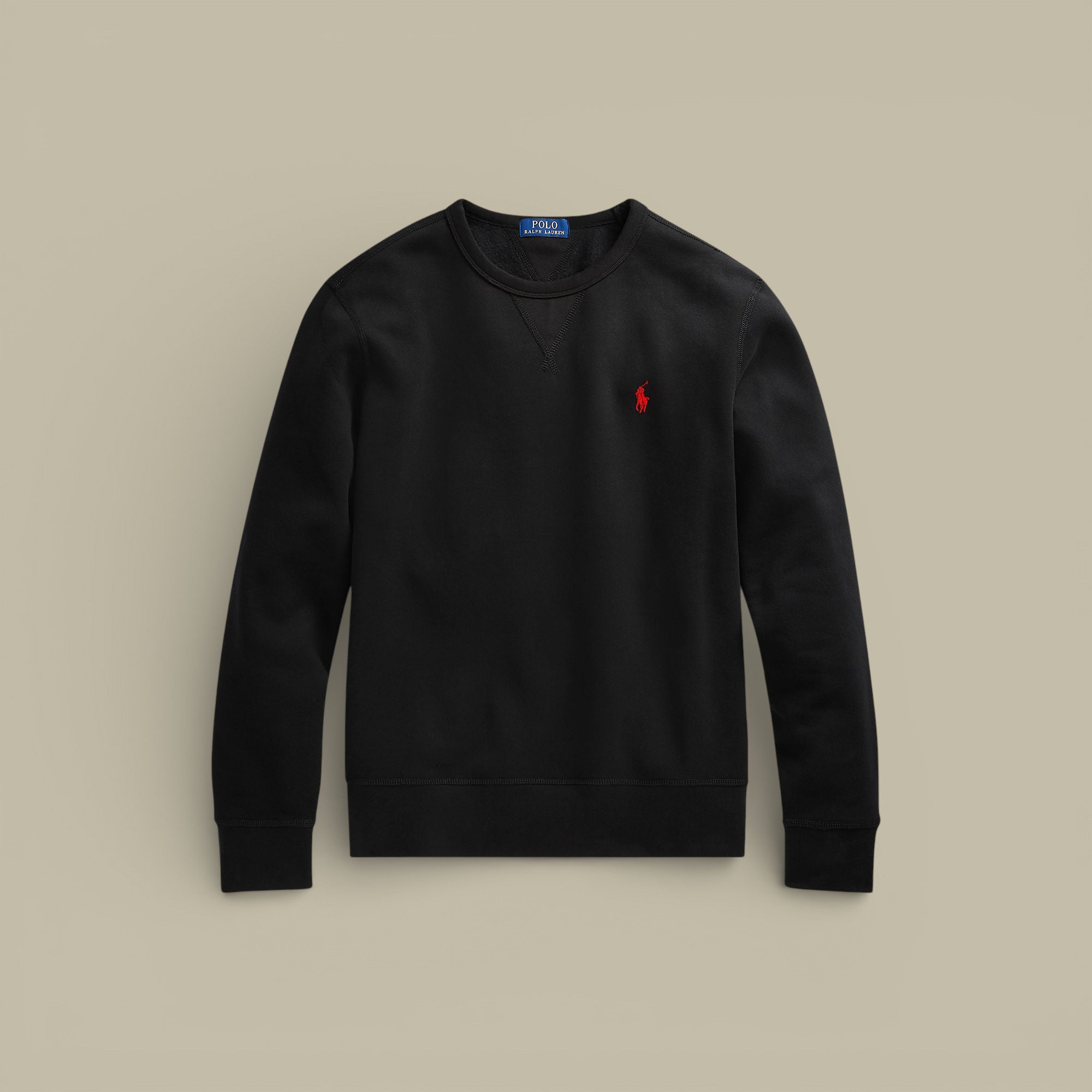 Sweat Ralph Lauren Noir Logo Rouge - Col Rond - sweat