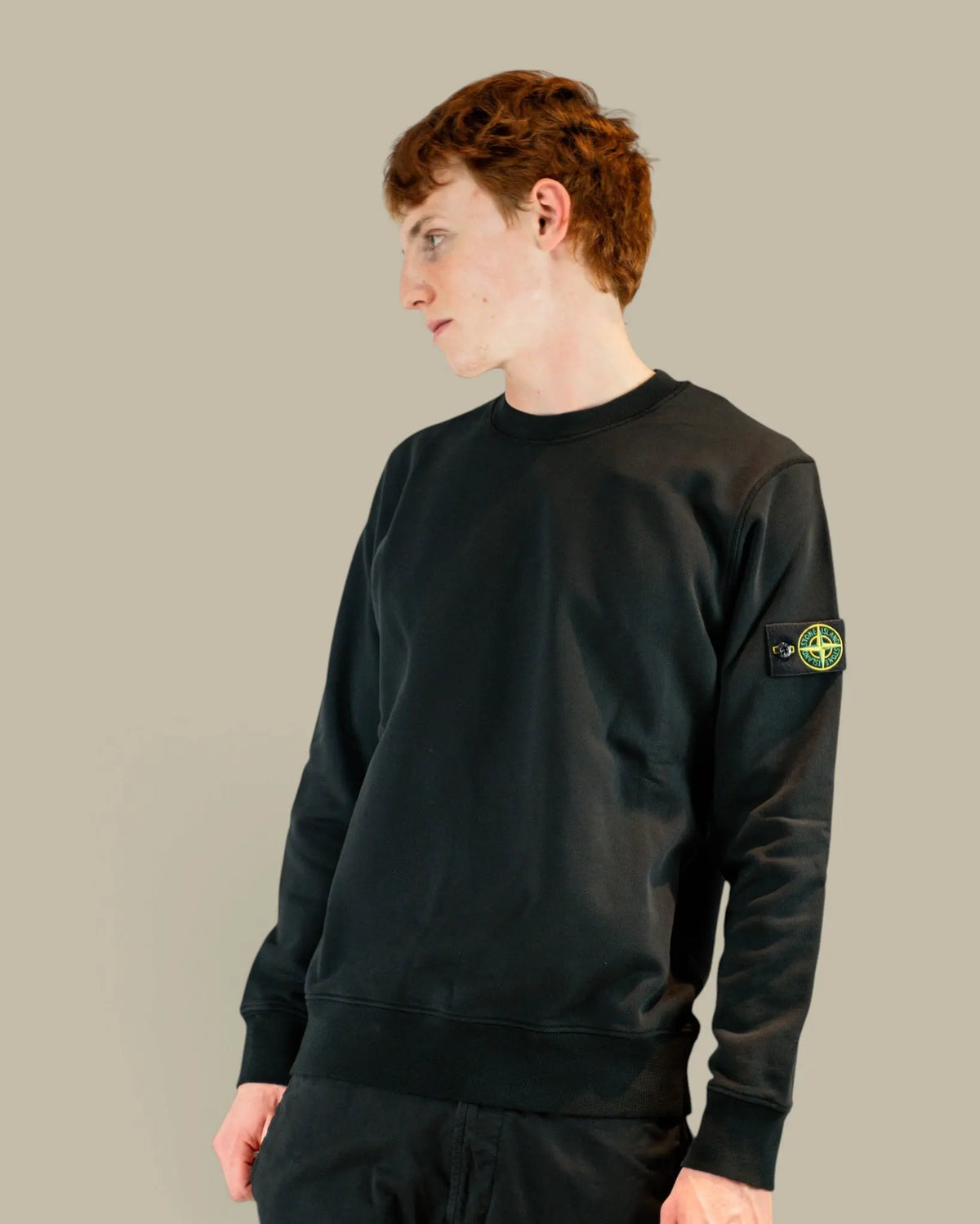 Sweat Stone Island Black - Col Rond Stone Island