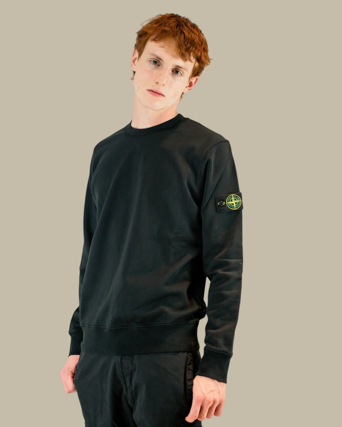 Sweat Stone Island Black - Col Rond Stone Island