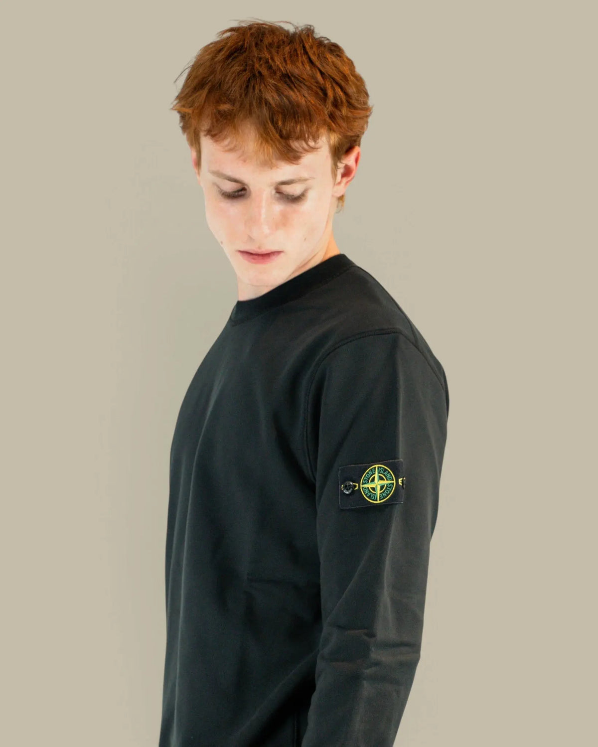Sweat Stone Island Black - Col Rond Stone Island