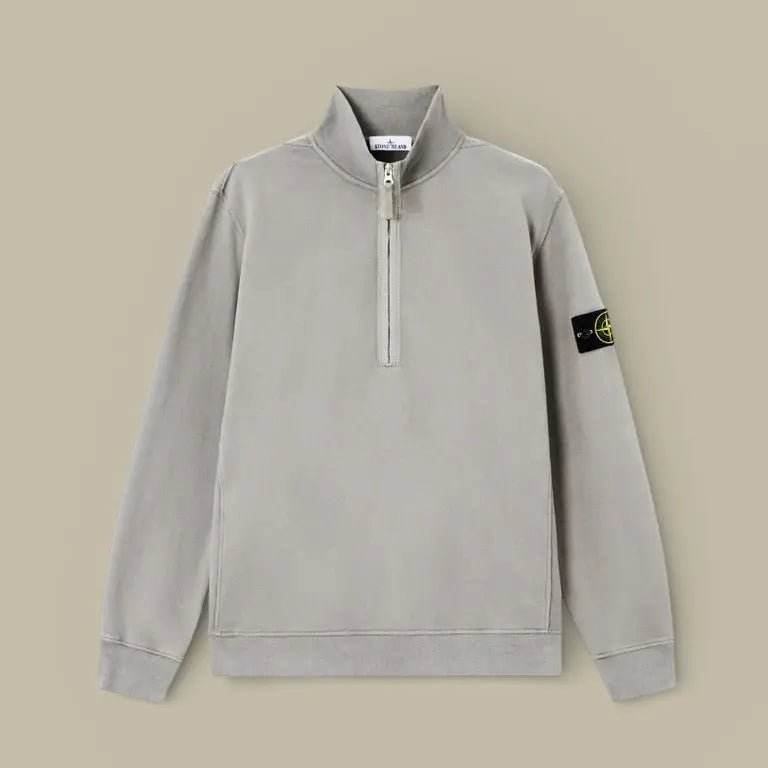 Sweat Stone Island Gris - Col camionneur zippé - sweat