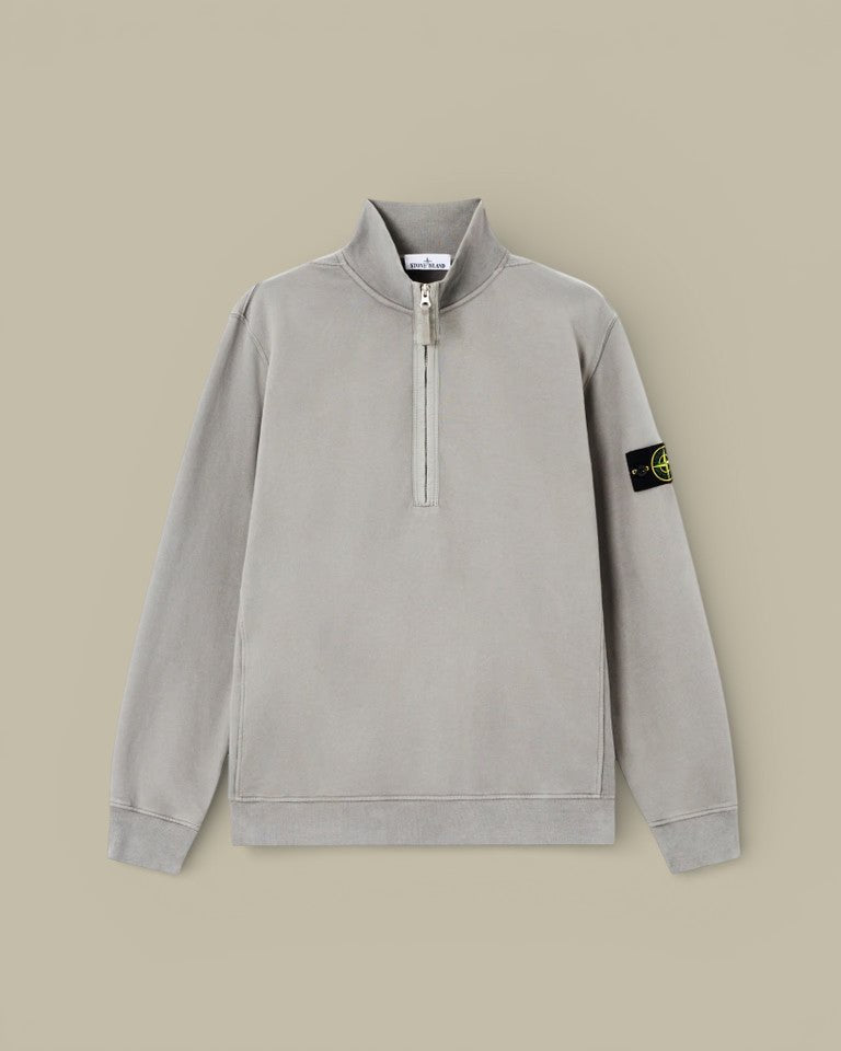 Sweat Stone Island Gris - Col camionneur zippé - sweat
