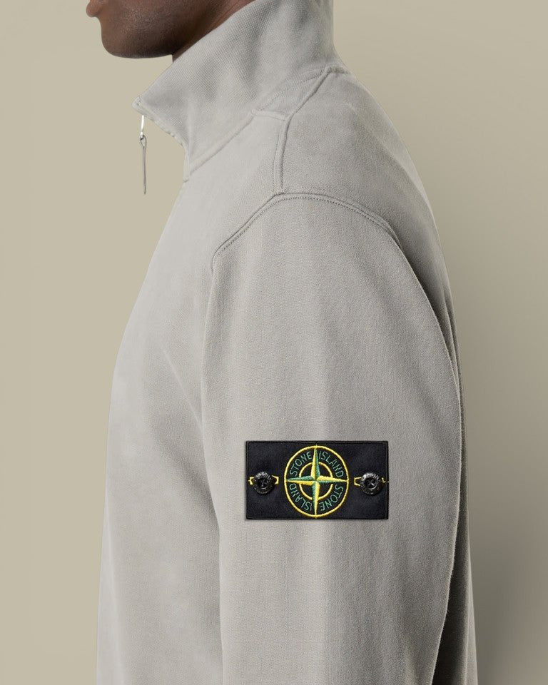 Sweat Stone Island Gris - Col camionneur zippé - sweat