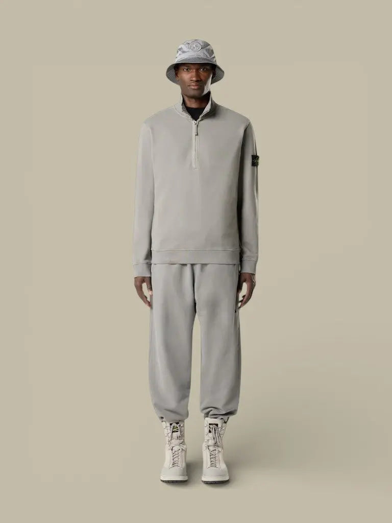 Sweat Stone Island Gris - Col camionneur zippé - sweat