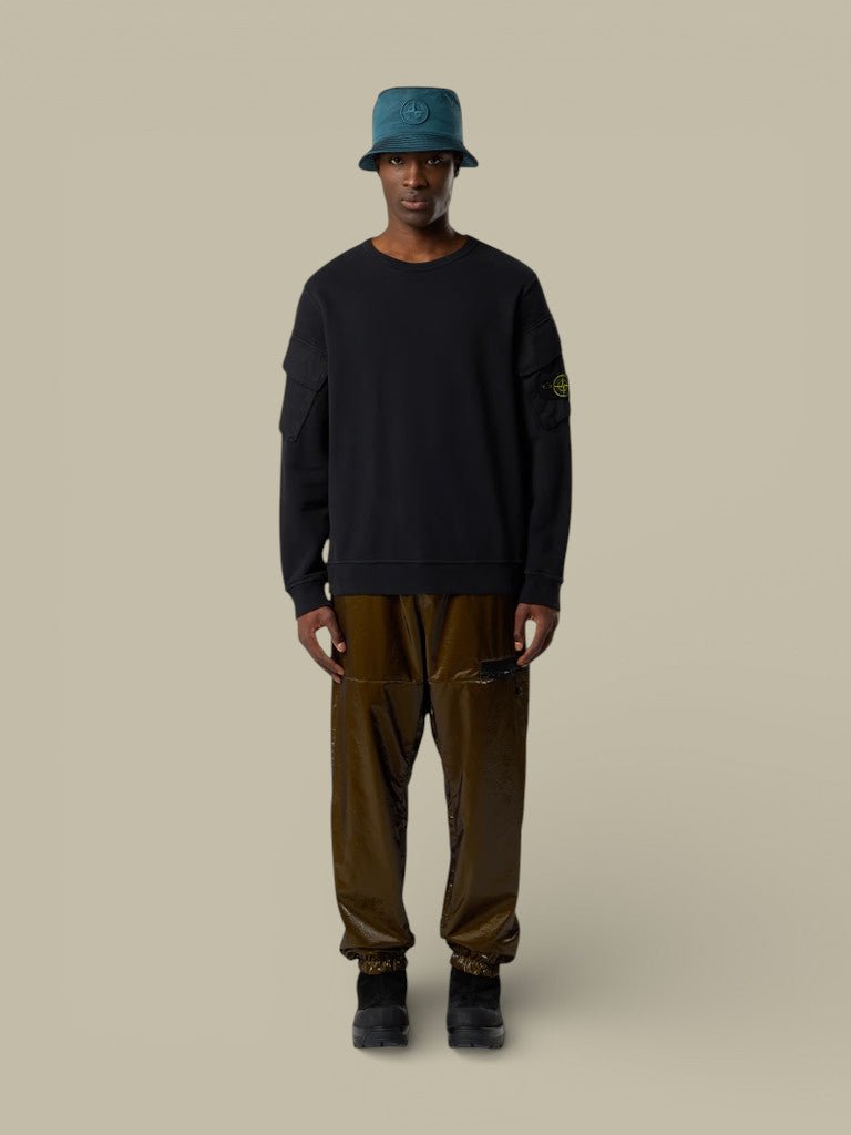 Sweat Stone Island Noir - Poche sur les bras - sweat