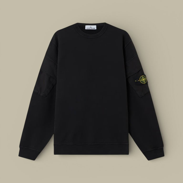 Sweat Stone Island Noir - Poche sur les bras - sweat
