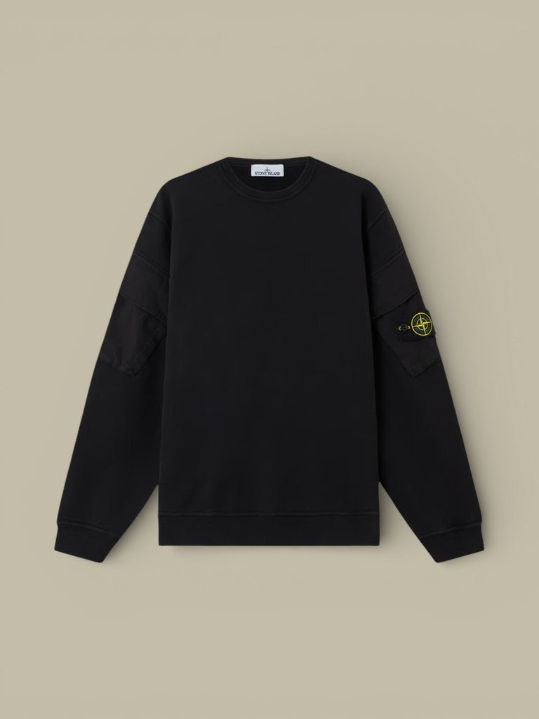 Sweat Stone Island Noir - Poche sur les bras - sweat