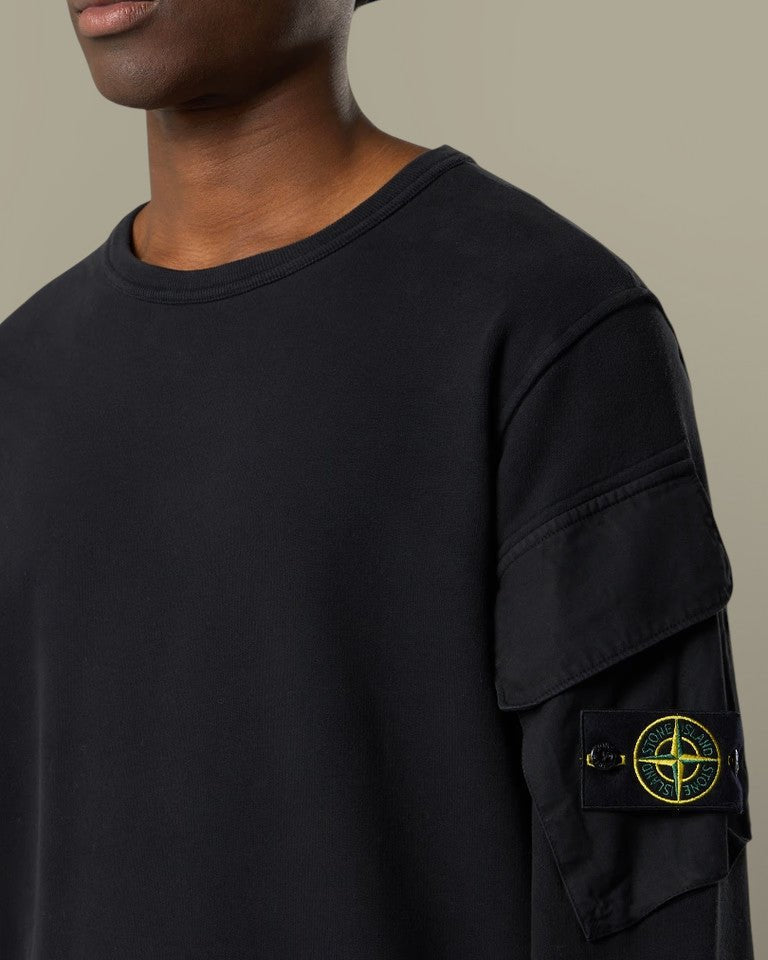 Sweat Stone Island Noir - Poche sur les bras - sweat