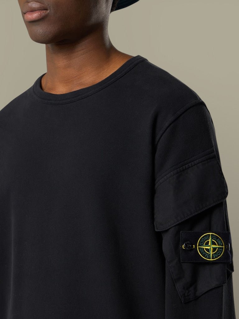 Sweat Stone Island Noir - Poche sur les bras - sweat
