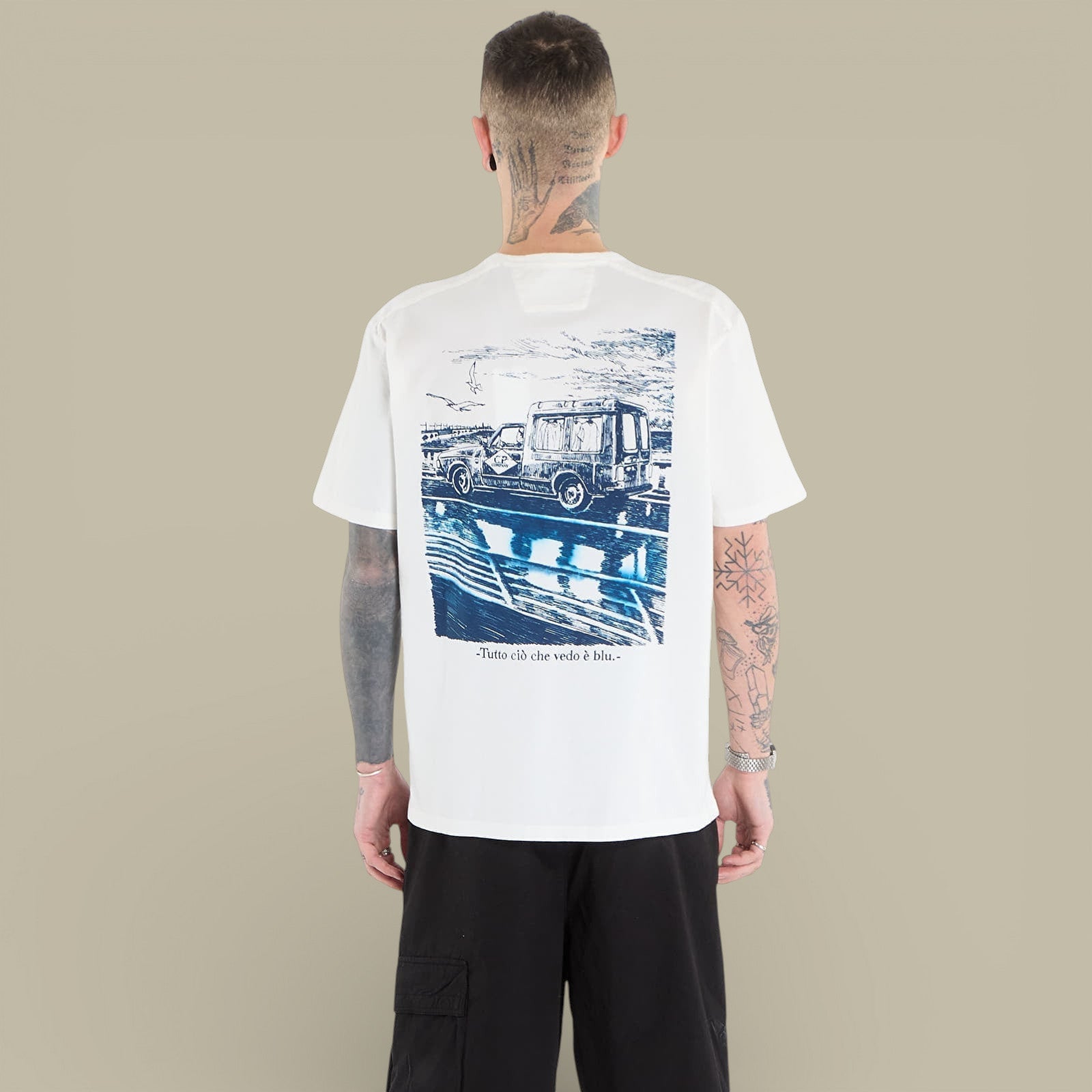 T-shirt C.P. Company Blanc épais - Logo dans le dos - t-shirt