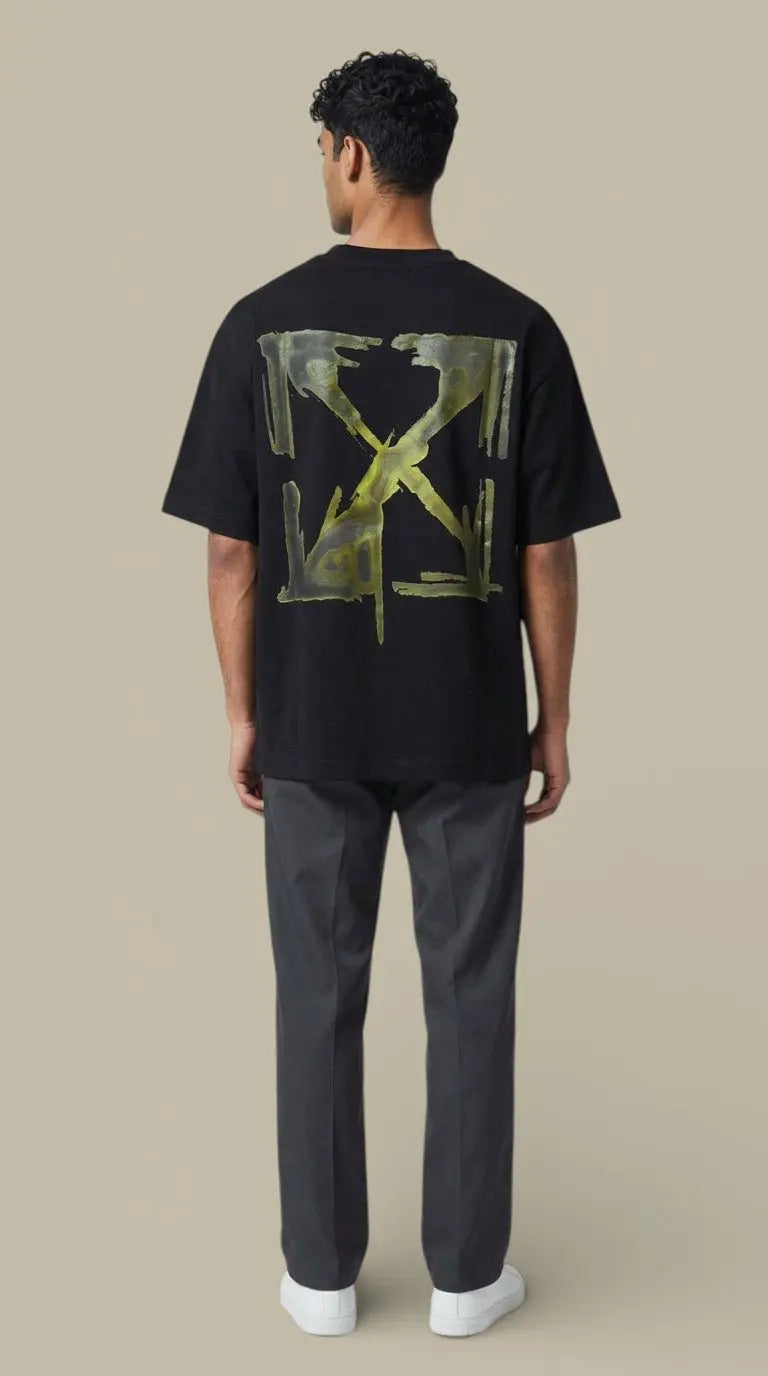 T-Shirt Off - White Black - Dark Slime Arrow - t-shirt