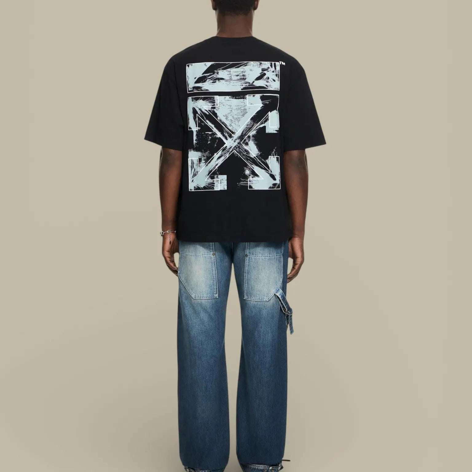 T-Shirt Off - White Black - Rubbed Paint Arrows - t-shirt