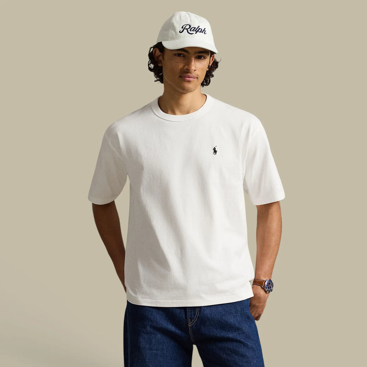 T-Shirt Ralph Lauren Blanc - Coton Epais Ralph Lauren