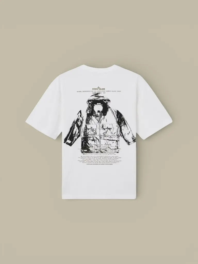 T-shirt Stone Island Blanc Coton Épais - Logo dans le dos - t shirt