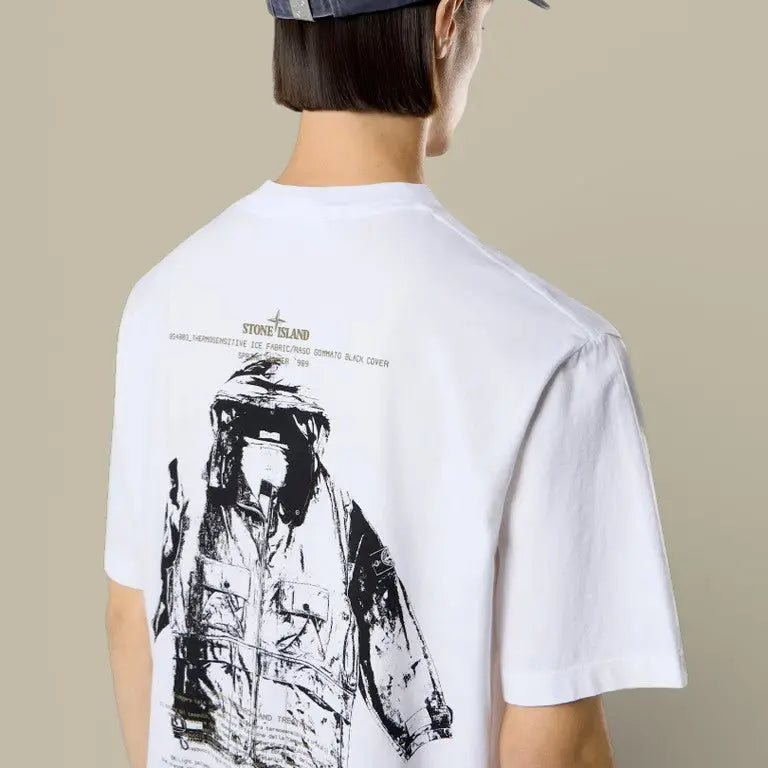 T-shirt Stone Island Blanc Coton Épais - Logo dans le dos - t shirt