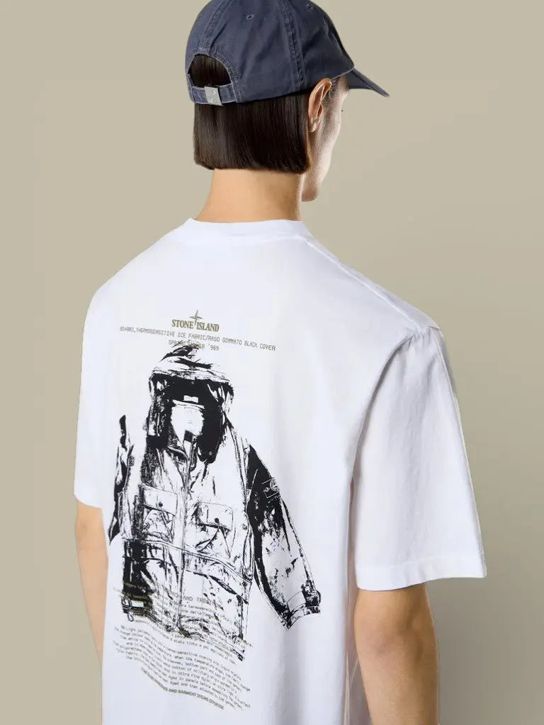 T-shirt Stone Island Blanc Coton Épais - Logo dans le dos - t shirt