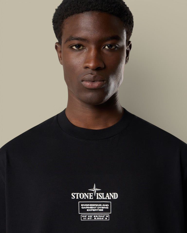 T shirt Stone Island Noir - Coton Organic - Logo Dans le Dos - t shirt