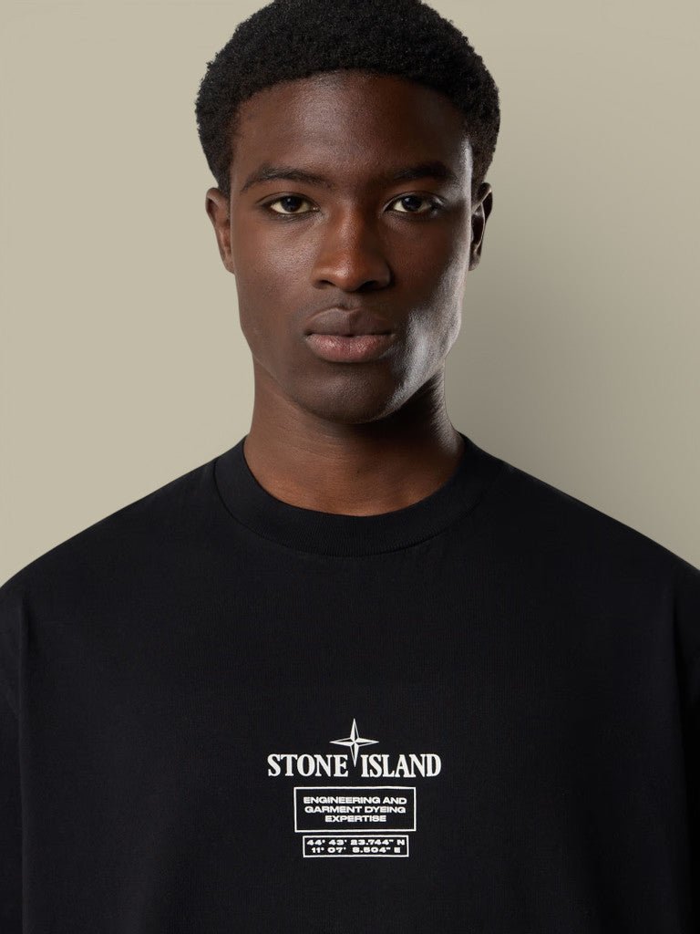 T shirt Stone Island Noir - Coton Organic - Logo Dans le Dos - t shirt