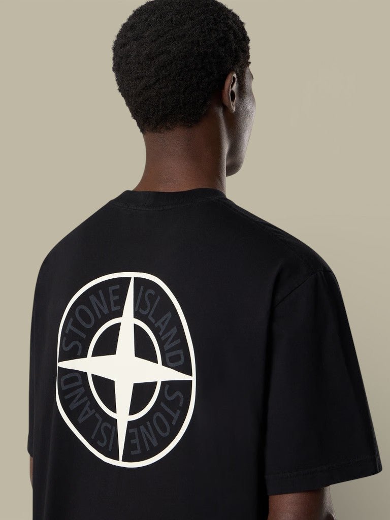 T shirt Stone Island Noir - Coton Organic - Logo Dans le Dos - t shirt