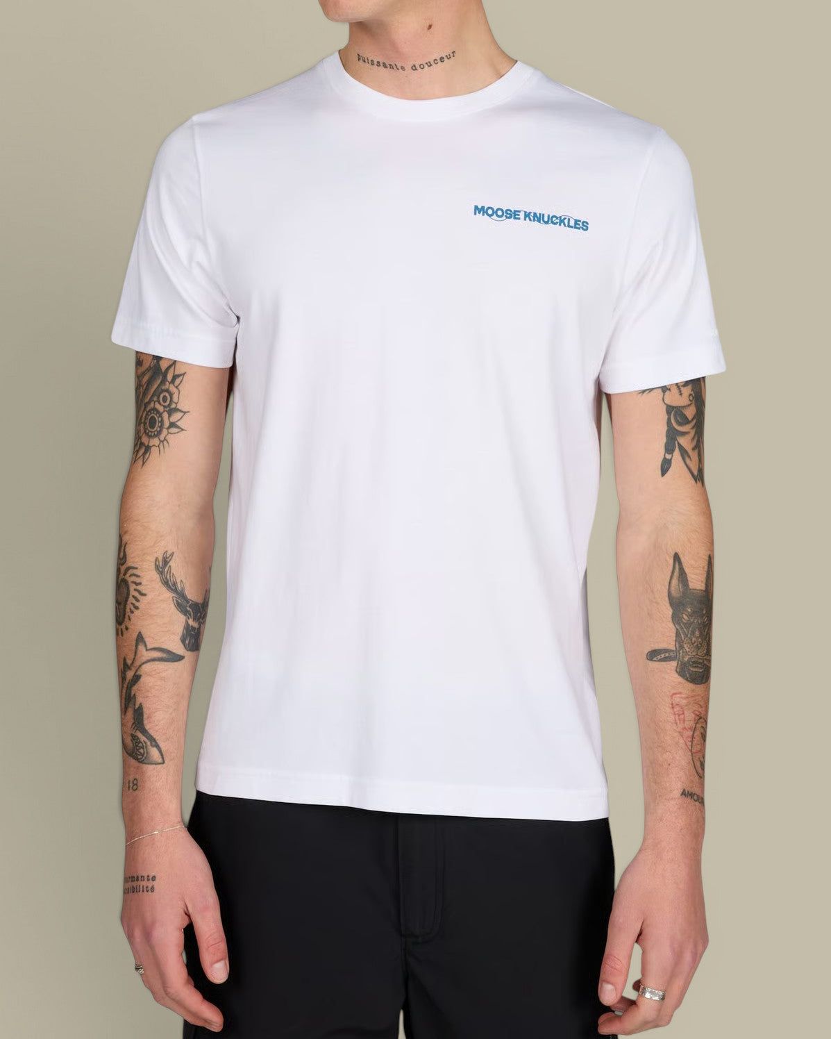 T-shirt Blanc Et Bleu Moose Knuckles Moose Knuckles