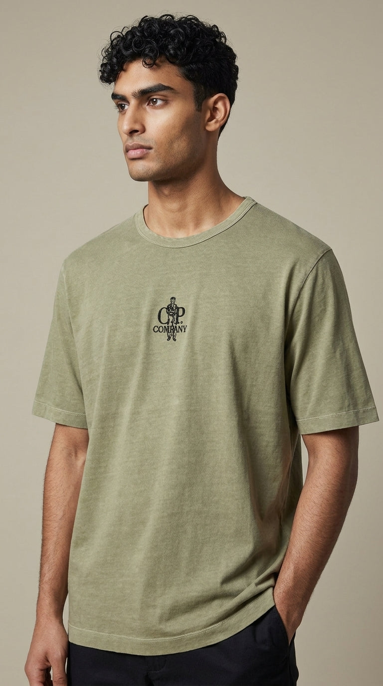 T-shirt C.P. Company Kaki - Coton épais C.P. Company