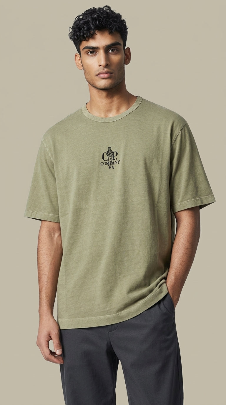 T-shirt C.P. Company Kaki - Coton épais C.P. Company
