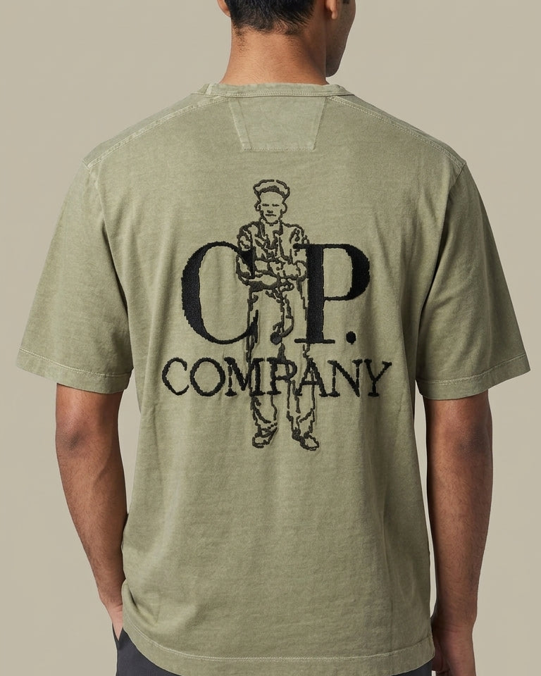 T-shirt C.P. Company Kaki - Coton épais C.P. Company