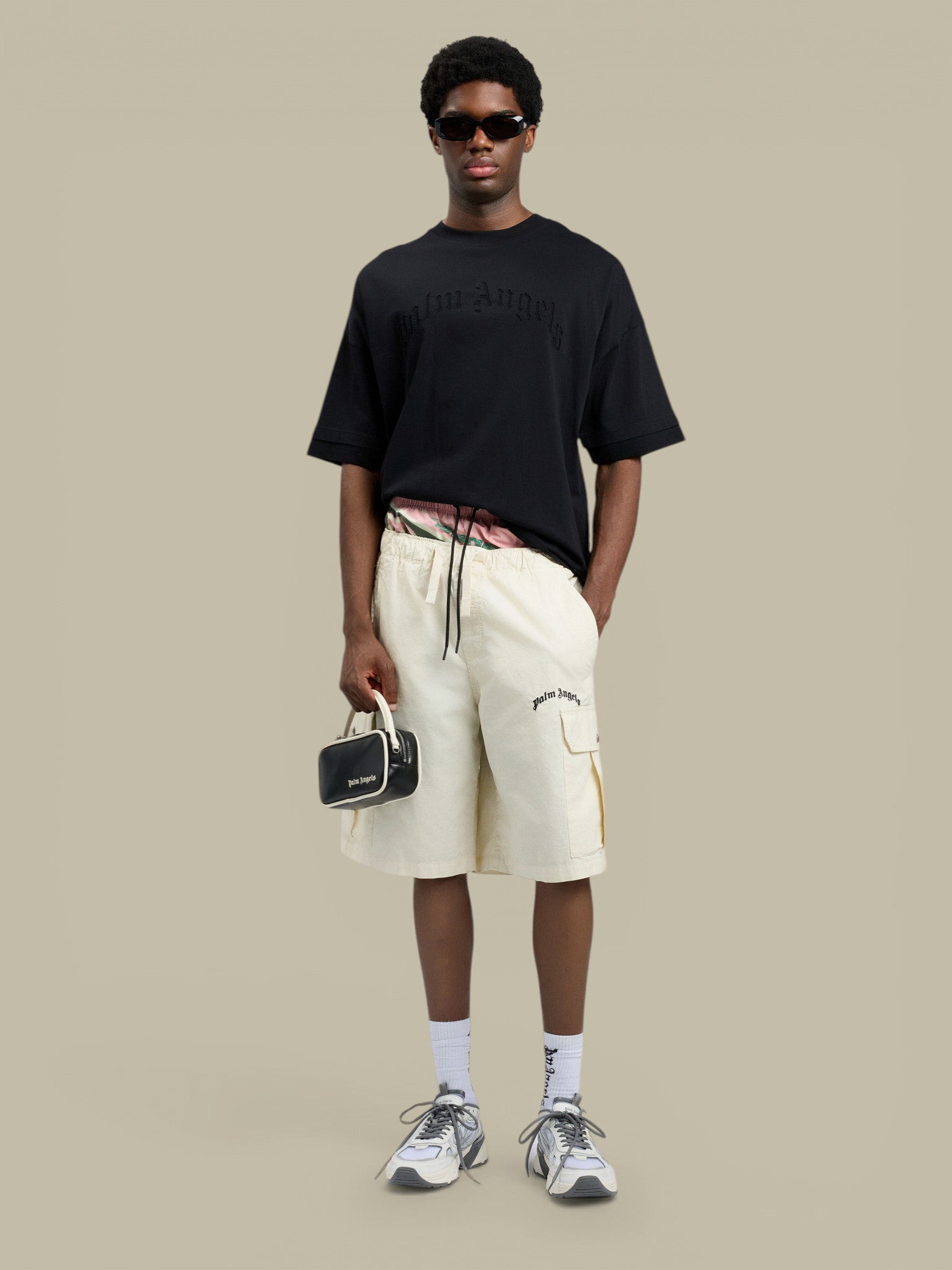 T-Shirt Palm Angels Noir - Curved Logo Palm Angels