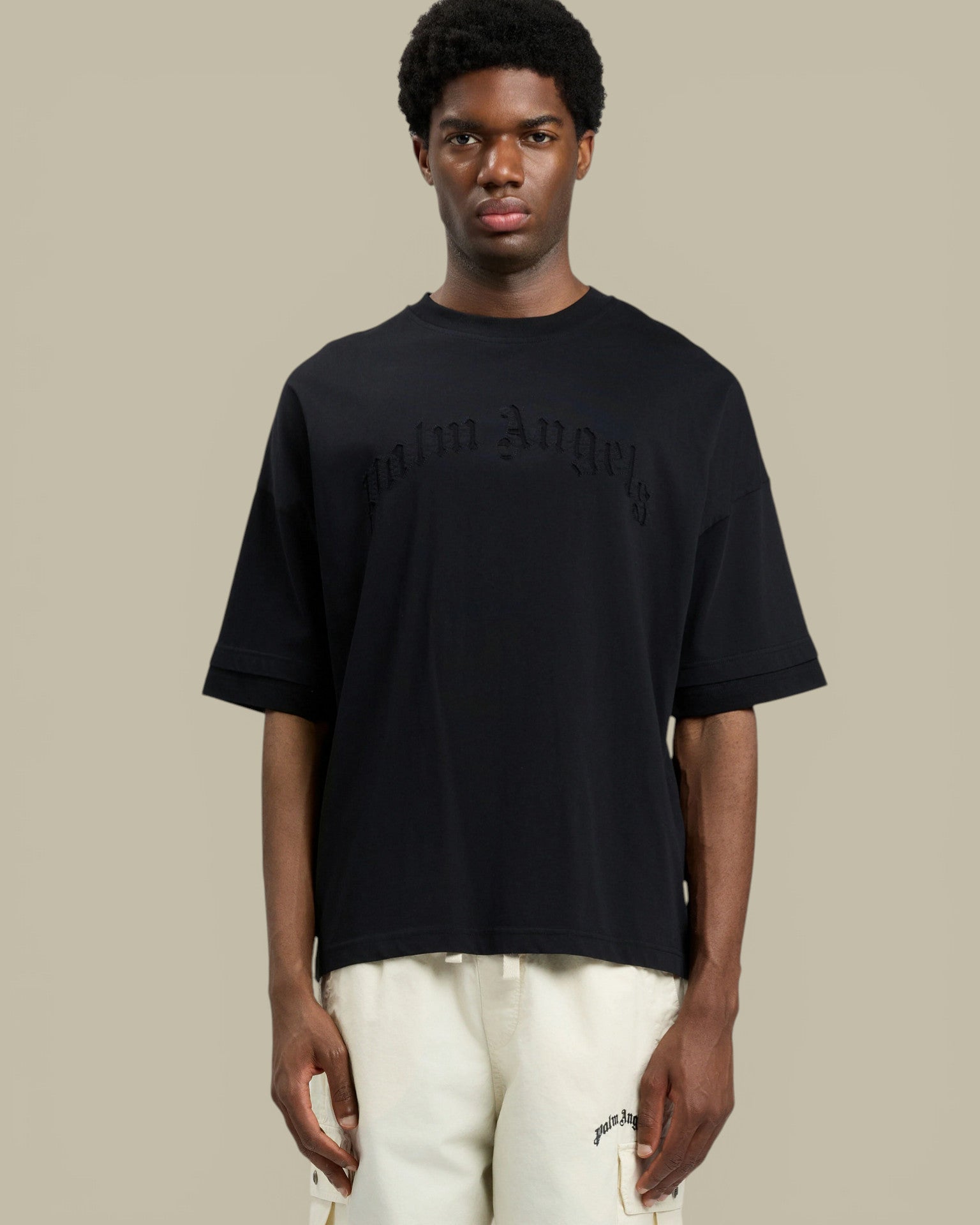 T-Shirt Palm Angels Noir - Curved Logo Palm Angels