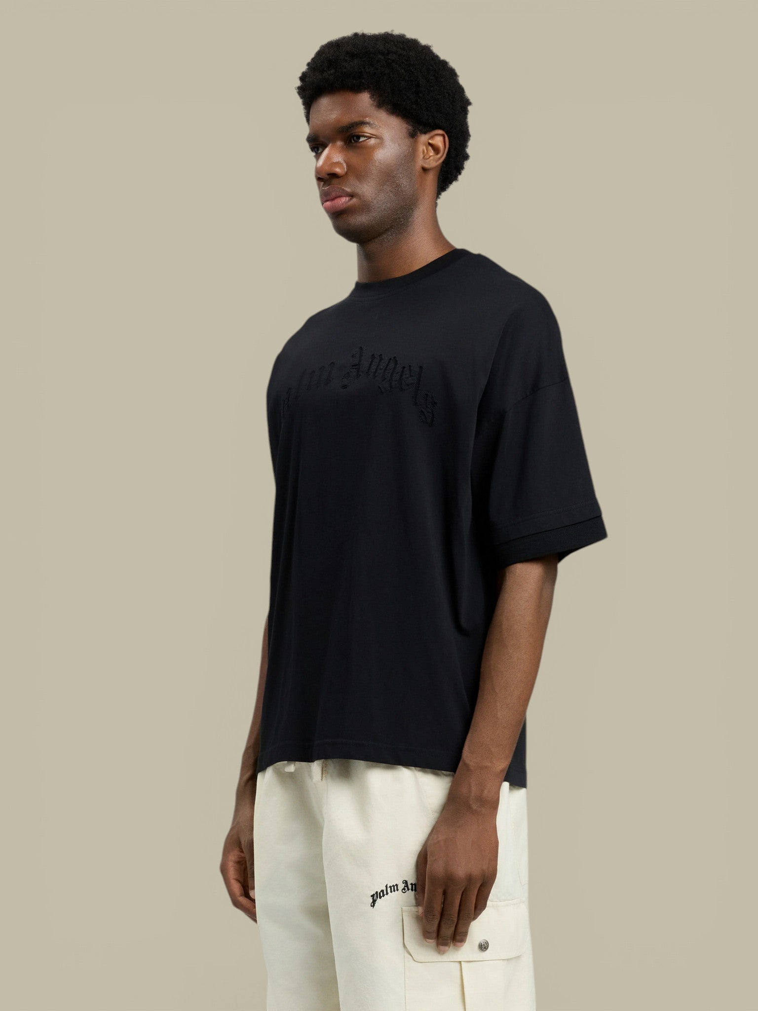 T-Shirt Palm Angels Noir - Curved Logo Palm Angels