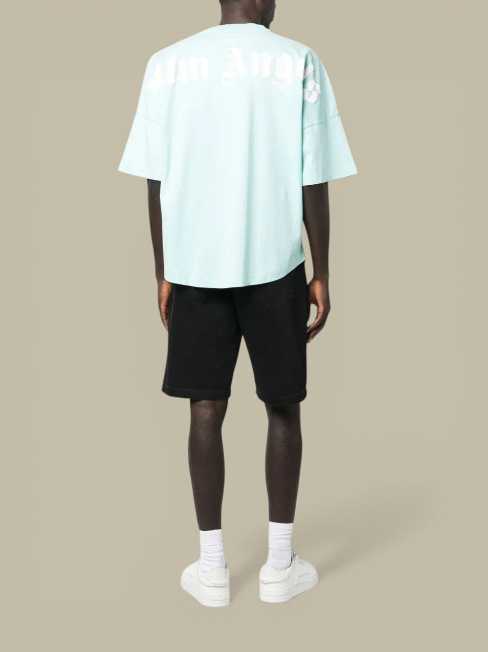 T-Shirt Palm Angels Bleu Ciel - Classic Logo Over Tee Palm Angels