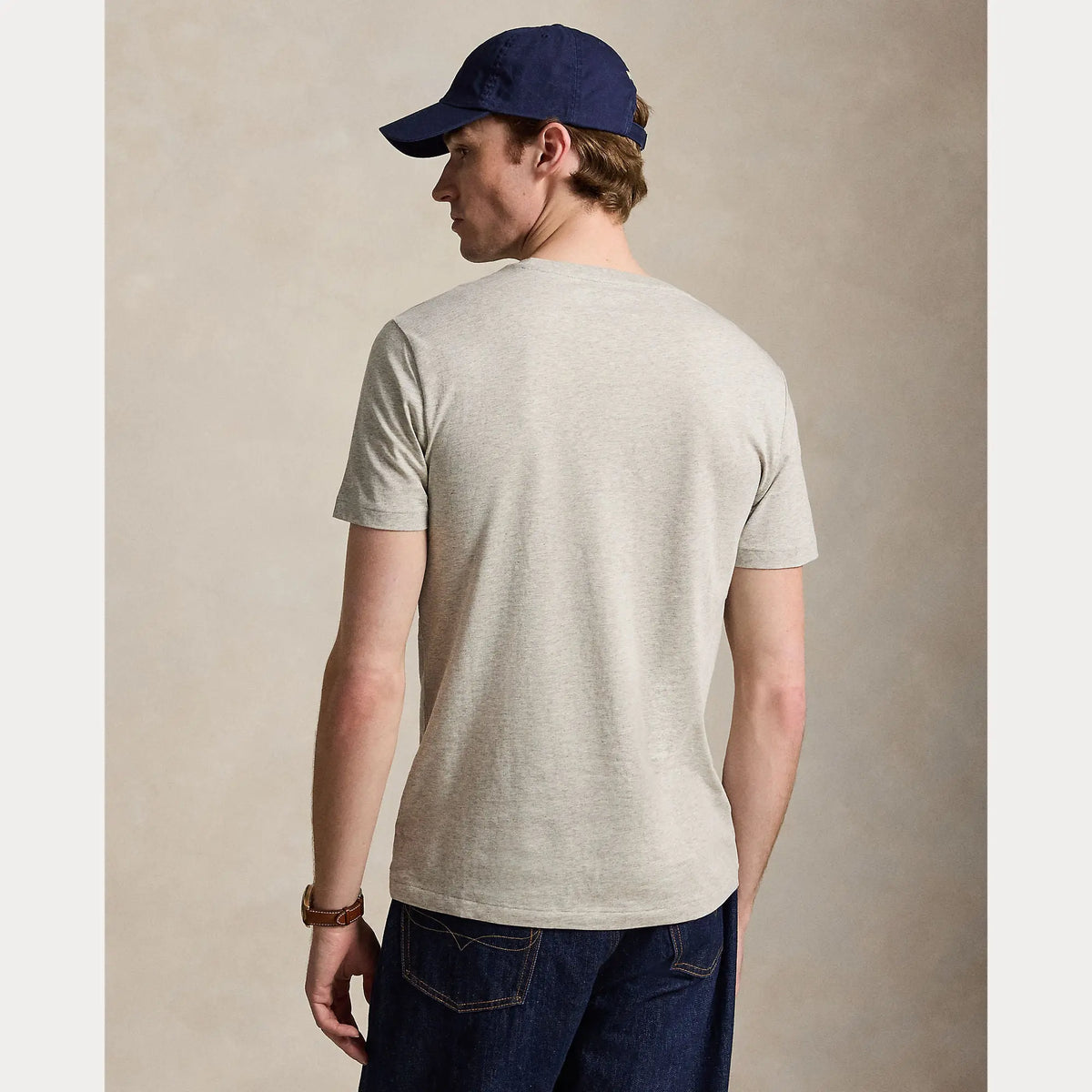T-Shirt Ralph Lauren Gris - T-SHIRT COL ROND EN JERSEY À COUPE AJUSTÉE PERSONNALISÉE Ralph Lauren