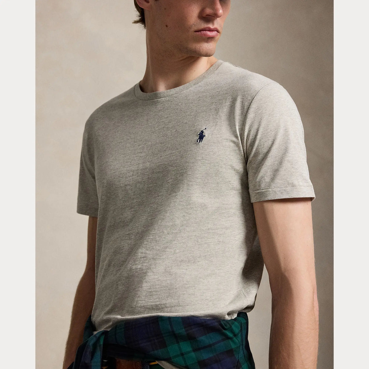 T-Shirt Ralph Lauren Gris - T-SHIRT COL ROND EN JERSEY À COUPE AJUSTÉE PERSONNALISÉE Ralph Lauren