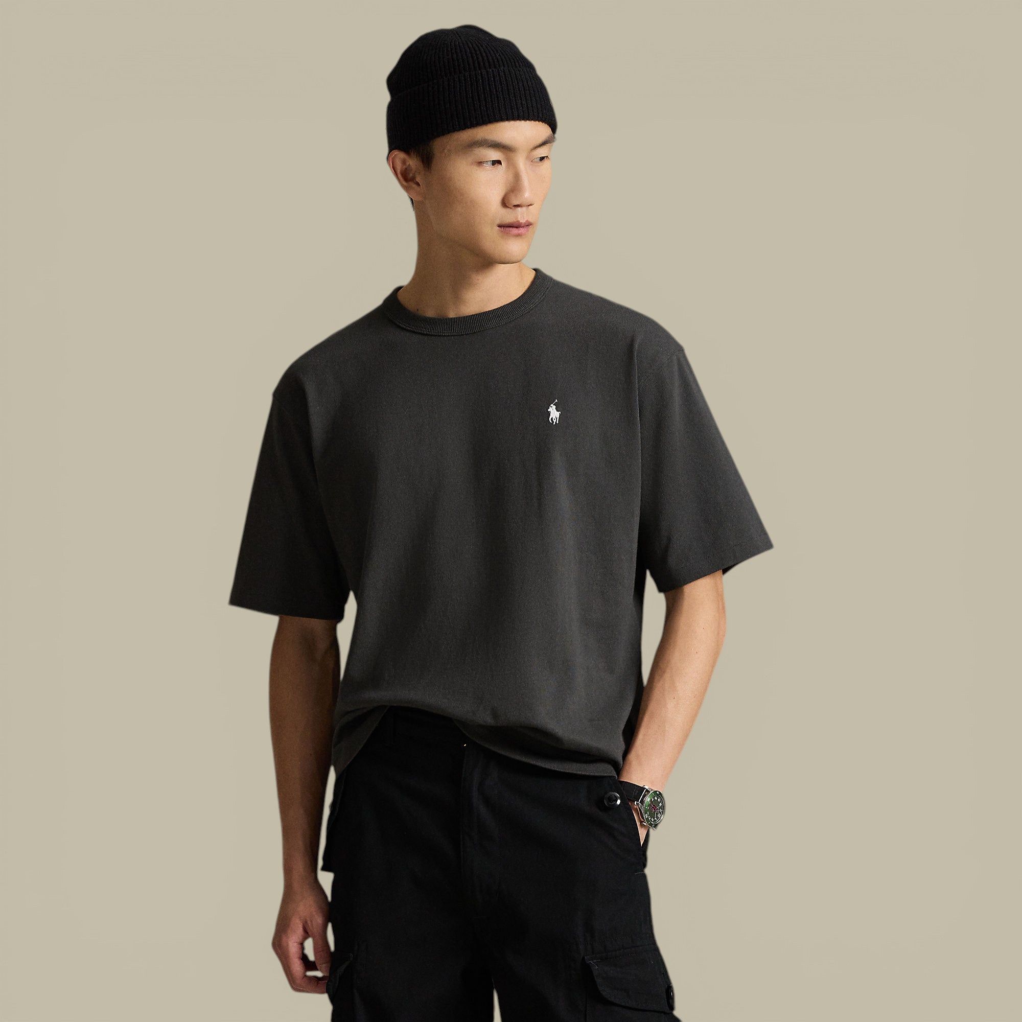 T-Shirt Ralph Lauren Gris Foncé - Coton Épais Ralph Lauren