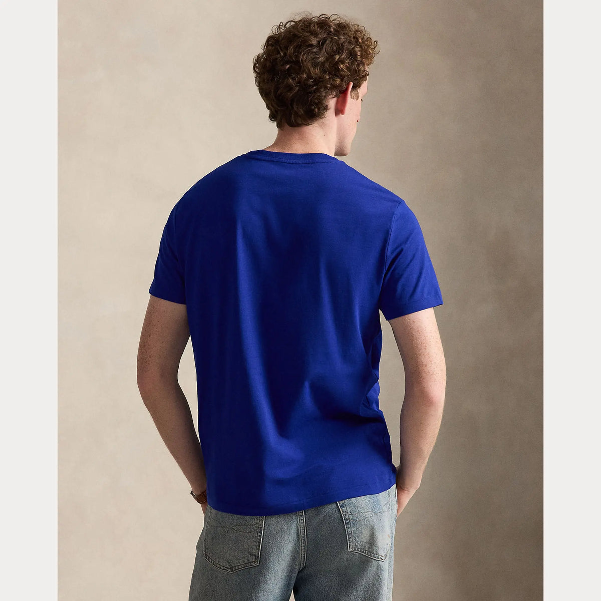 T-Shirt Ralph Lauren Bleu - T-SHIRT COL ROND EN JERSEY À COUPE AJUSTÉE PERSONNALISÉE Ralph Lauren