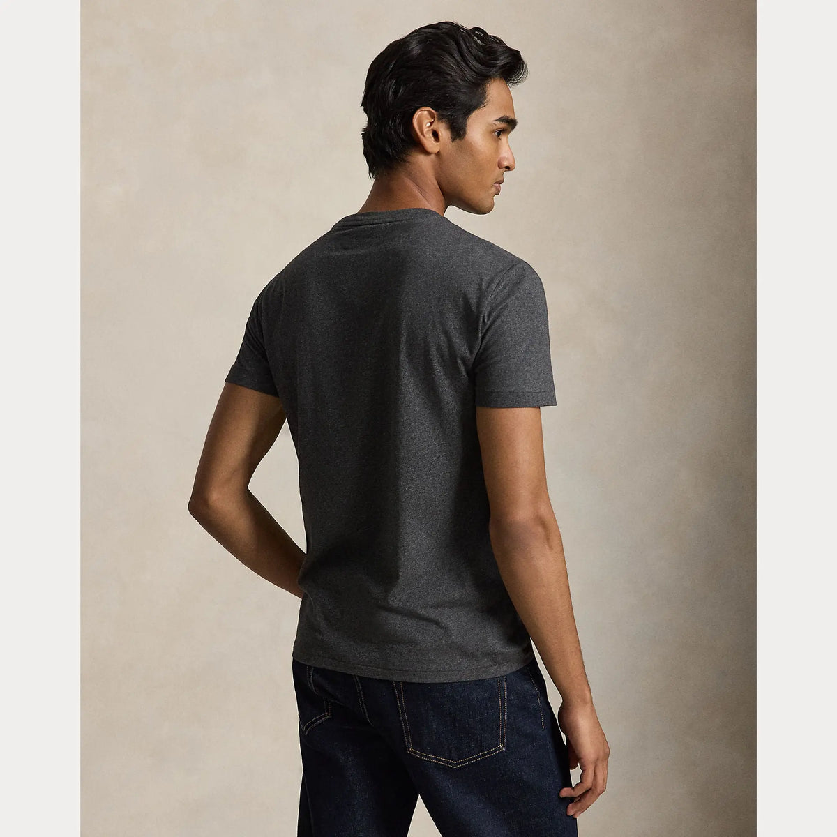 T-Shirt Ralph Lauren Gris - T-SHIRT COL ROND EN JERSEY À COUPE AJUSTÉE PERSONNALISÉE Ralph Lauren