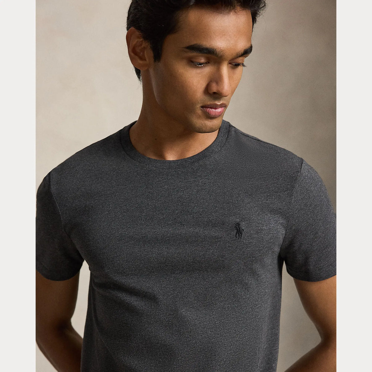 T-Shirt Ralph Lauren Gris - T-SHIRT COL ROND EN JERSEY À COUPE AJUSTÉE PERSONNALISÉE Ralph Lauren