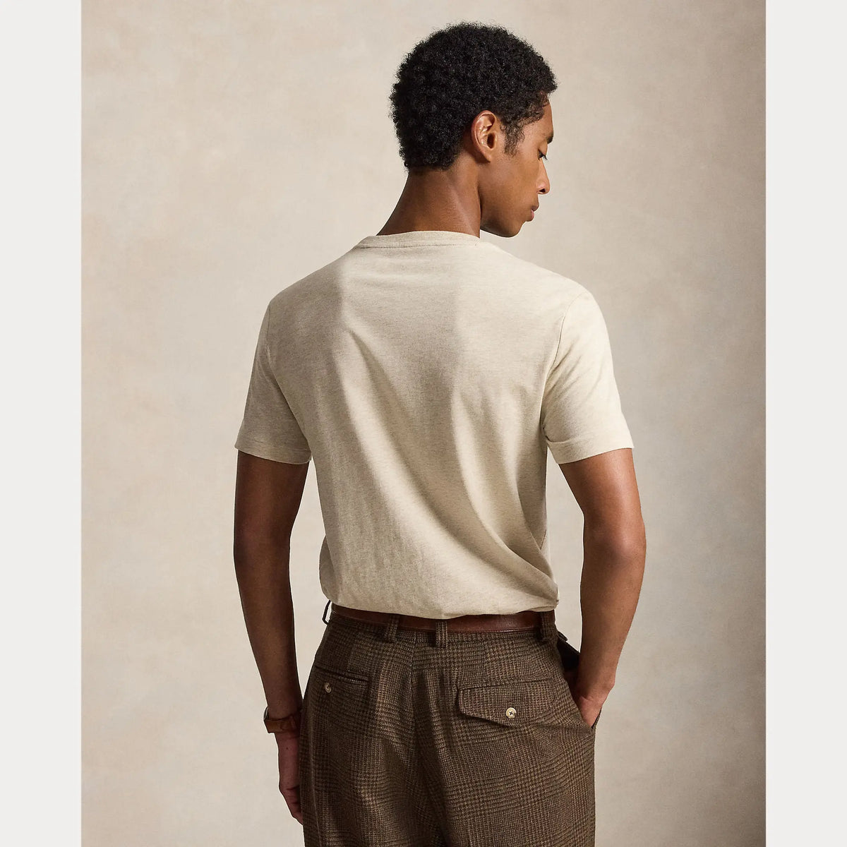 T-Shirt Ralph Lauren Beige - T-SHIRT COL ROND EN JERSEY À COUPE AJUSTÉE PERSONNALISÉE Ralph Lauren