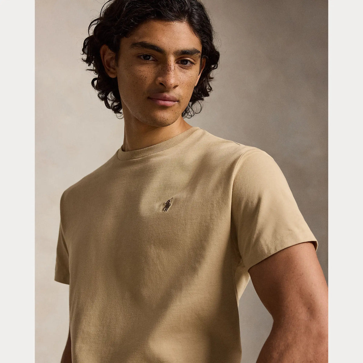 T-Shirt Ralp Lauren Beige - T-SHIRT COL ROND EN JERSEY À COUPE AJUSTÉE PERSONNALISÉE Ralph Lauren