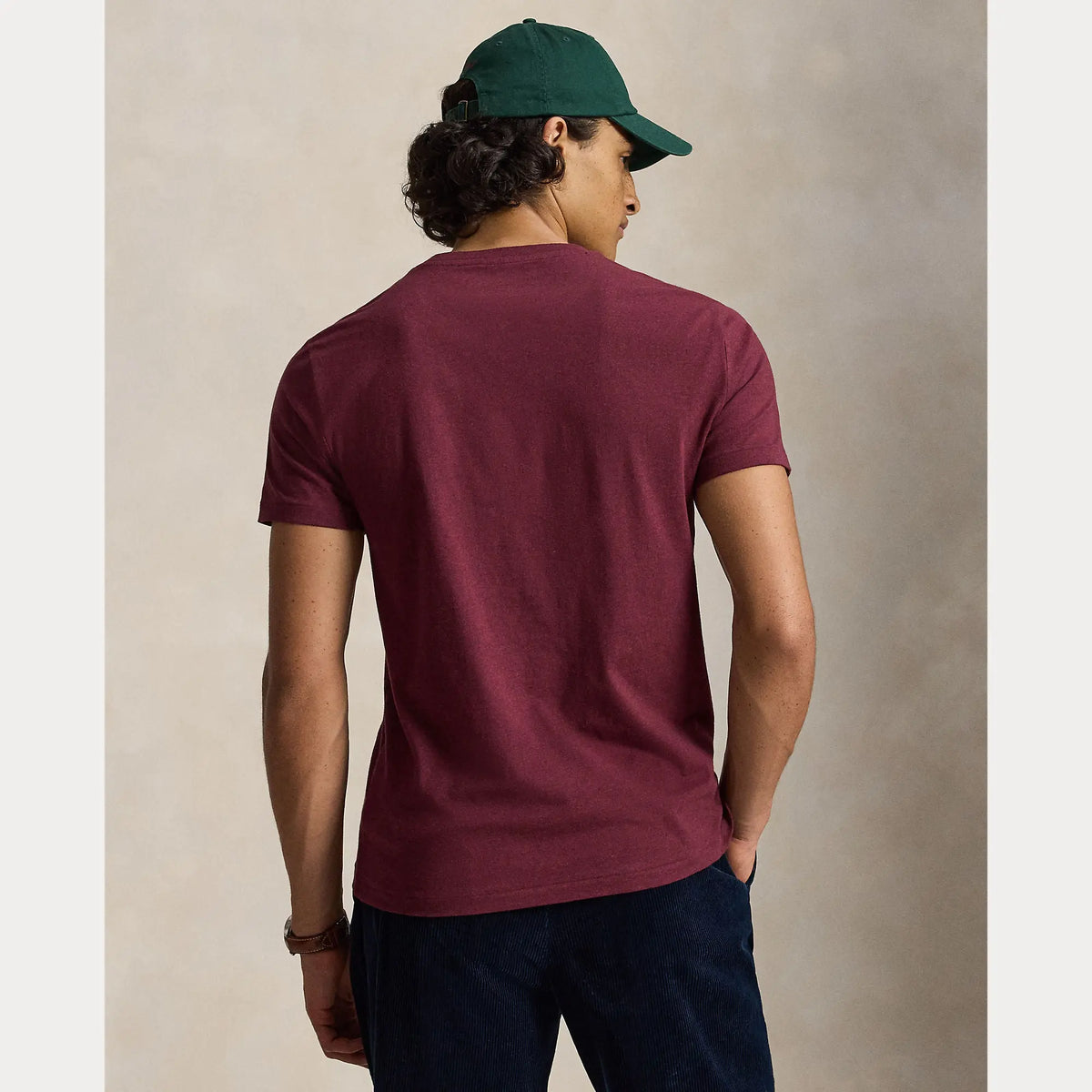T-Shirt Ralph Lauren Bordeaux - T-SHIRT COL ROND EN JERSEY À COUPE AJUSTÉE PERSONNALISÉE Ralph Lauren