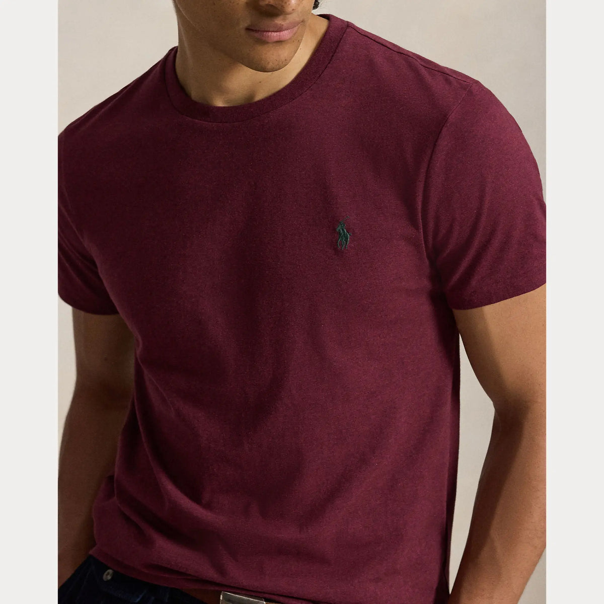 T-Shirt Ralph Lauren Bordeaux - T-SHIRT COL ROND EN JERSEY À COUPE AJUSTÉE PERSONNALISÉE Ralph Lauren