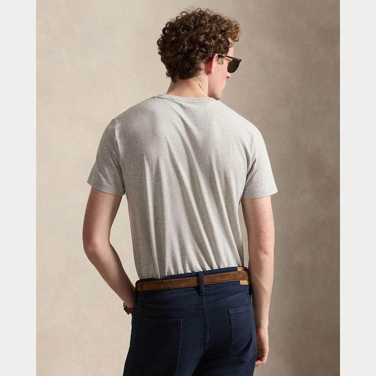 T-Shirt Ralph Lauren Gris - T-SHIRT COL ROND EN JERSEY À COUPE AJUSTÉE PERSONNALISÉE Ralph Lauren
