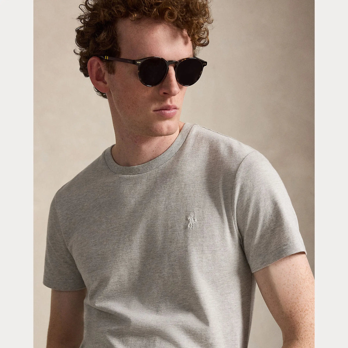 T-Shirt Ralph Lauren Gris - T-SHIRT COL ROND EN JERSEY À COUPE AJUSTÉE PERSONNALISÉE Ralph Lauren